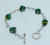 A 925 silver Venetian Art Deco glass bea