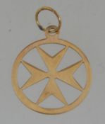 A hallmarked 9ct gold maltese cross pend
