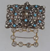 A white metal Czech buckle belt clip set