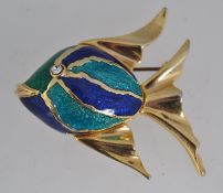 A vintage yellow metal figural brooch pi