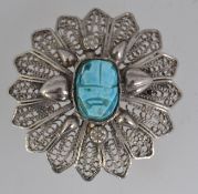 A vintage Art Deco white metal filigree