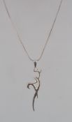 A 925 silver drop pendant necklace in th