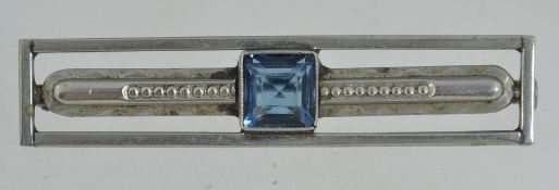 An French Art Deco white metal brooch wi