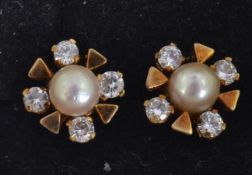 A pair of 9ct gold tested seed pearl and