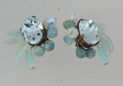 A pair of vintage yellow metal clip on e