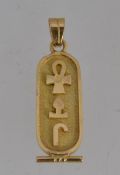 An 18ct gold Egyptian cartouche pendant