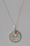 A 925 silver pendant necklace strung wit
