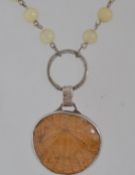A 925 silver pendant necklace strung wit
