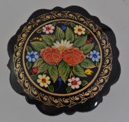A vintage Russian signed black lacquered