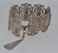 A vintage white metal link bracelet with