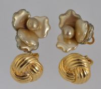 Two pairs of vintage clip on earrings. A