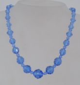 A vintgae 1950#s faceted blue glass neck