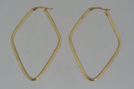 A pair of 375 9ct gold diamond shape ho