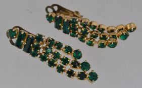 A pair of vintage emerald green rhinesto