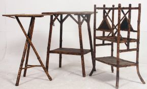 A collection of Victorian bamboo aesthetic movement furniture to include canterbury magazine rack
