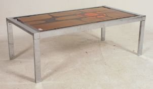 A 1970's retro Danish chrome and tile top coffee / occasional table.