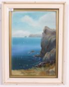 An early 20th century framed and glazed water colour titled ' Old Lizard Head Cornwall ' signed to