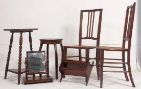 A collection of furniture to include 2 Edwardian bedroom chairs,