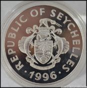 A silver 25 Rupees proof coin - Republic of Seychelles 1996.