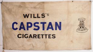 An original Capstan Cigarettes advertising sign canvas banner dating to the early 20th century with