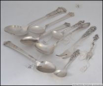 A collection of good silver Swedish cutlery having pierced handles bearing continental markings NM