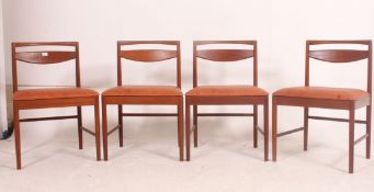 A set of 4 vintage teak framed McIntosh Furniture retro dining chairs of good wide form having