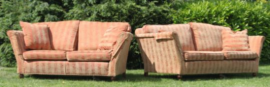 A stunning pair of Victorian knoll style sofa's in the manner of Duresta.