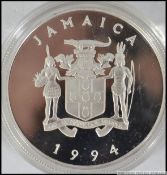 A silver 1994 25 dollar proof coin - Jamaica.