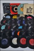 A collection of 45rpm vinyl single records,