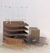 An Industrial mid century 5 tier desk stationary tidy together with wirework 45's racks,
