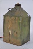A Vintage retro oil / rape seed tin can with original paintwork being fully converted into