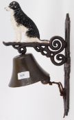 A cast iron 20th century hand painted wall decor exterior bell,