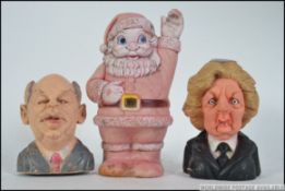 A small collection of 1980's political rubber squeaky figures to include Maggie Thatcher,