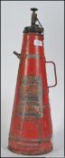 A vintage Simplex Matcher & Platt fire extinguisher of tapering form with original red pain.