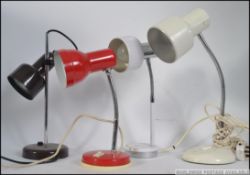 A collection of lights to include a vintage Industrial goose neck by Herbert Terry,