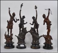 A set of 4x early 20th century spelter bronze effect classical statues,