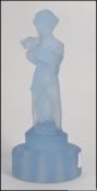 A 1930's Art Deco frosted blue glass flower arranging centrepiece designed as a female figure and