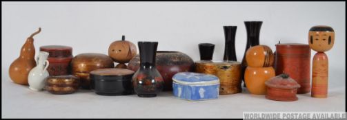 A collection of 20th century items to include laquered boxes,