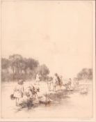 A framed and glazed print by S.