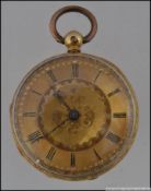 A Victorian lady's fob watch, key wind lever movement , by W. J.