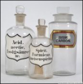A collection of late Victorian / early 20th century vintage apothecary / chemists jars,