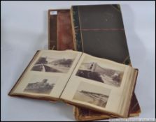 VICTORIAN half bound leather photograph albums x4 containing a range of Albumen images of British &