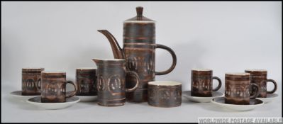 A vintage 1970's Rye Pottery - Cinque Ports studio pottery 6 piece coffee service to include coffee