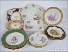 A collection of 19th and 20th century cabinet plates to include Coalport, Limoges,