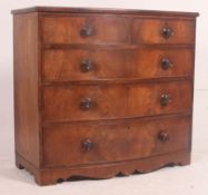 A Georgian 19th century bow front mahogany chest of drawers having 2 short over 3 deep