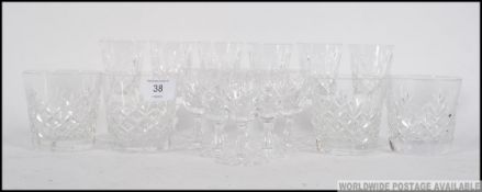 A set of vintage 20th century Stuart crystal glass to include 6 liqueur glasses,