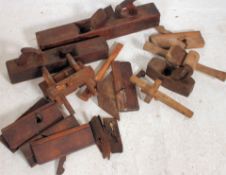 A collection of vintage woodworking tools etc to include planes etc