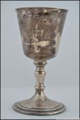 A silver hallmarked wine goblet,