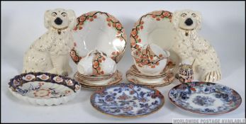 A collection of assorted china to include a pair of Staffordshire Dogs,