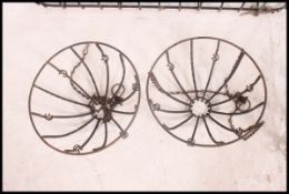 A wirework garden window box together with 3 vintage wirework hanging garden baskets.